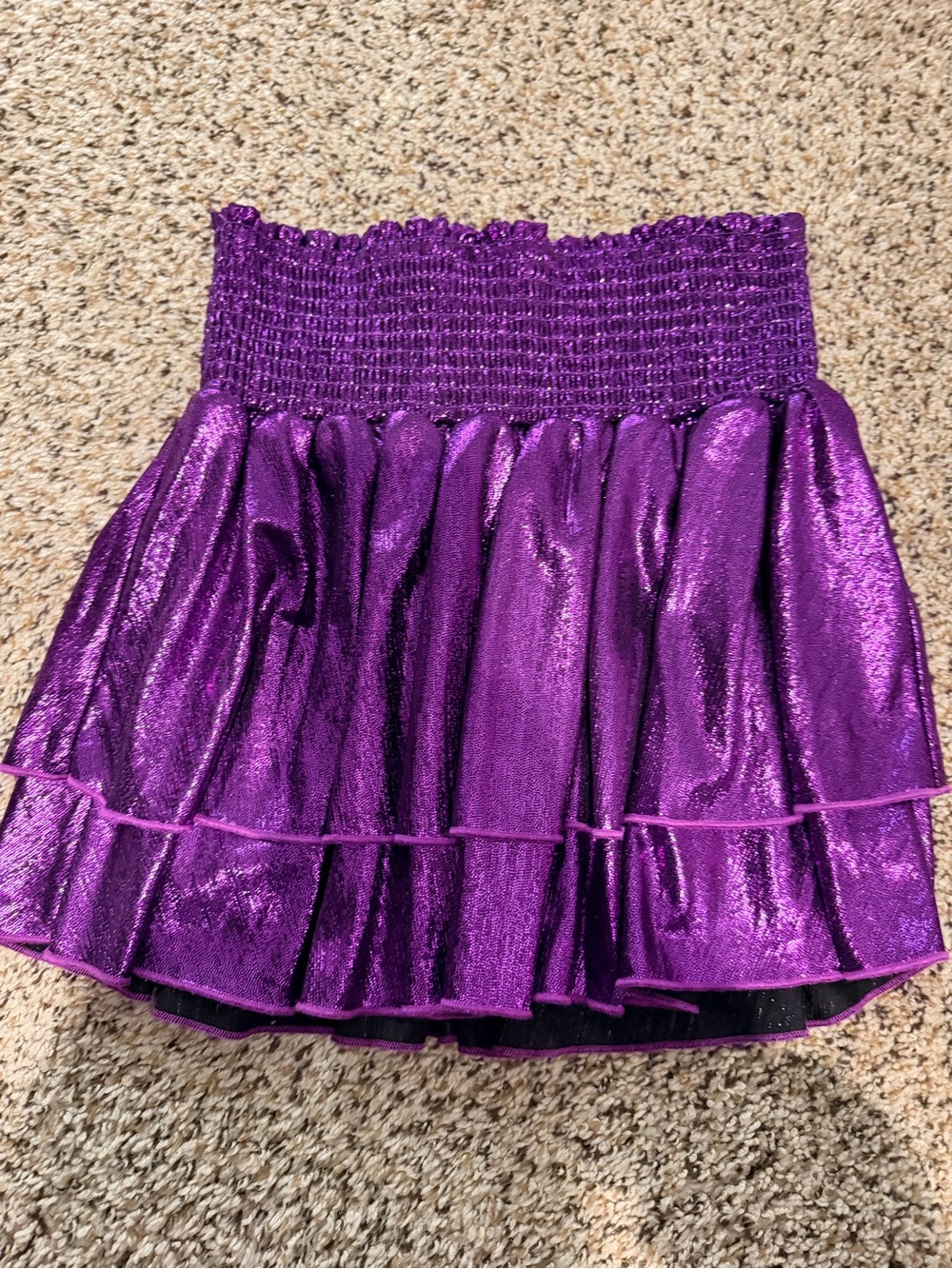 Girls Shimmery Purple Tiered Smocked Skirt